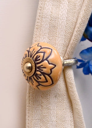 Curtain Tie Backs Hook Decorative Wall Hook- Yellow (Set of Two)