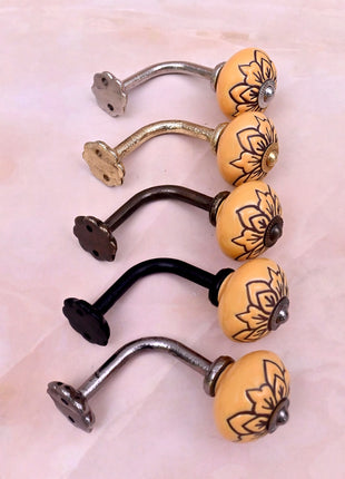 Curtain Tie Backs Hook Decorative Wall Hook- Yellow (Set of Two)