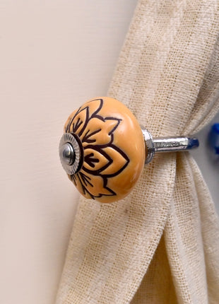 Curtain Tie Backs Hook Decorative Wall Hook- Yellow (Set of Two)