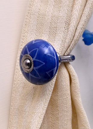 Curtain Tie Backs Hook Decorative Wall Hook- Blue (Set of Two)