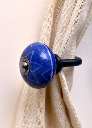 Curtain Tie Backs Hook Decorative Wall Hook- Blue (Set of Two)