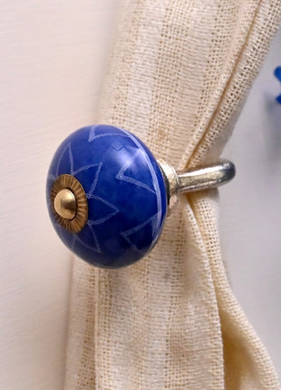 Curtain Tie Backs Hook Decorative Wall Hook- Blue (Set of Two)