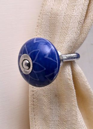 Curtain Tie Backs Hook Decorative Wall Hook- Blue (Set of Two)