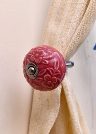Curtain Tie Backs Hook Decorative Wall Hook- Red (Set of Two)