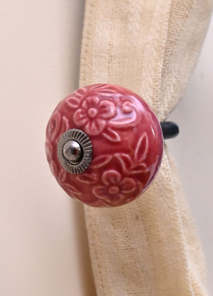 Curtain Tie Backs Hook Decorative Wall Hook- Red (Set of Two)