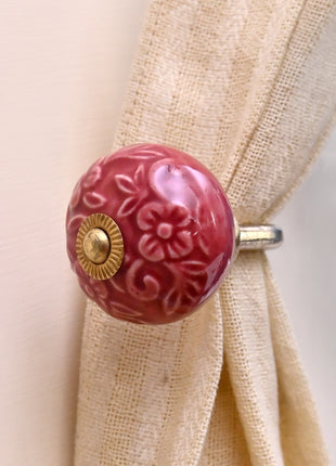 Curtain Tie Backs Hook Decorative Wall Hook- Red (Set of Two)