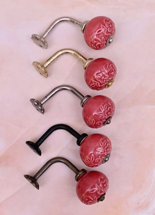 Curtain Tie Backs Hook Decorative Wall Hook- Red (Set of Two)