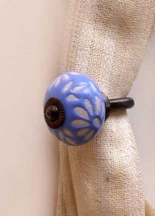 Curtain Tie Backs Hook Decorative Wall Hook- Soft Powder Blue (Set of Two)