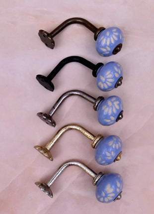 Curtain Tie Backs Hook Decorative Wall Hook- Soft Powder Blue (Set of Two)