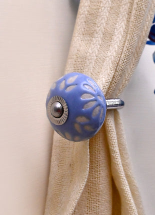 Curtain Tie Backs Hook Decorative Wall Hook- Soft Powder Blue (Set of Two)
