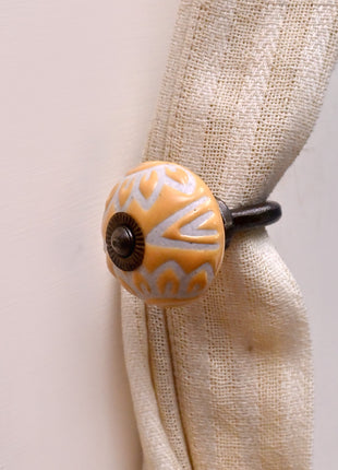 Curtain Tie Backs Hook Decorative Wall Hook- Yellow (Set of Two)