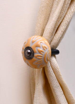Curtain Tie Backs Hook Decorative Wall Hook- Yellow (Set of Two)