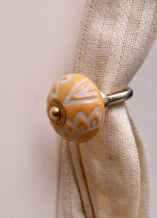 Curtain Tie Backs Hook Decorative Wall Hook- Yellow (Set of Two)
