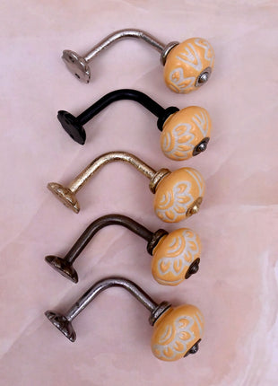 Curtain Tie Backs Hook Decorative Wall Hook- Yellow (Set of Two)