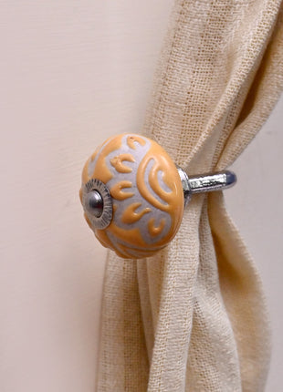 Curtain Tie Backs Hook Decorative Wall Hook- Yellow (Set of Two)