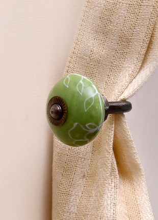 Curtain Tie Backs Hook Decorative Wall Hook- Green (Set of Two)