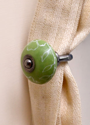 Curtain Tie Backs Hook Decorative Wall Hook- Green (Set of Two)