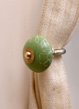 Curtain Tie Backs Hook Decorative Wall Hook- Green (Set of Two)