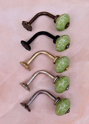 Curtain Tie Backs Hook Decorative Wall Hook- Green (Set of Two)