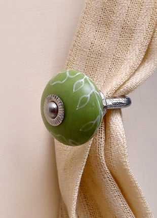 Curtain Tie Backs Hook Decorative Wall Hook- Green (Set of Two)
