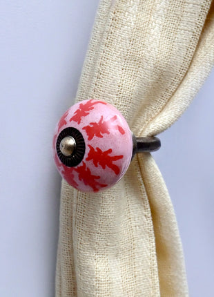 Curtain Tie Backs Hook Decorative Wall Hook- Red Design (Set of Two)