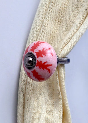 Curtain Tie Backs Hook Decorative Wall Hook- Red Design (Set of Two)