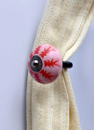 Curtain Tie Backs Hook Decorative Wall Hook- Red Design (Set of Two)