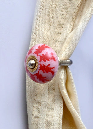 Curtain Tie Backs Hook Decorative Wall Hook- Red Design (Set of Two)