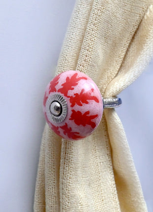 Curtain Tie Backs Hook Decorative Wall Hook- Red Design (Set of Two)
