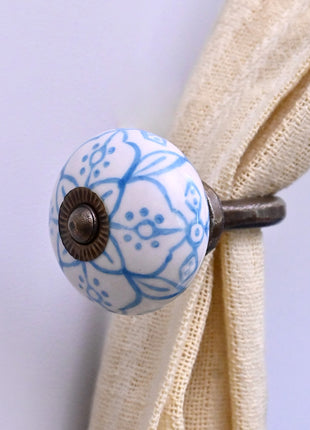 Curtain Tie Backs Hook Decorative Wall Hook- Blue Design (Set of Two)
