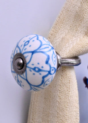 Curtain Tie Backs Hook Decorative Wall Hook- Blue Design (Set of Two)