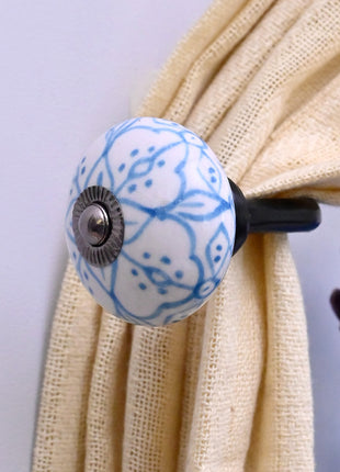 Curtain Tie Backs Hook Decorative Wall Hook- Blue Design (Set of Two)