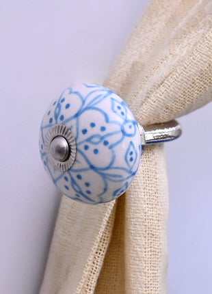 Curtain Tie Backs Hook Decorative Wall Hook- Blue Design (Set of Two)