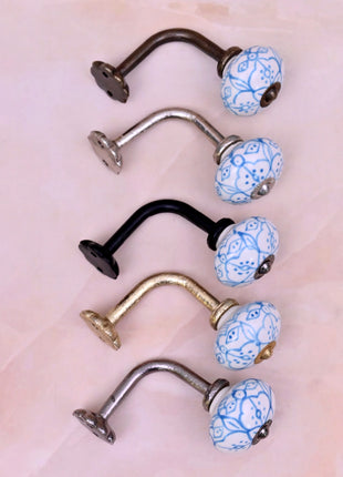 Curtain Tie Backs Hook Decorative Wall Hook- Blue Design (Set of Two)