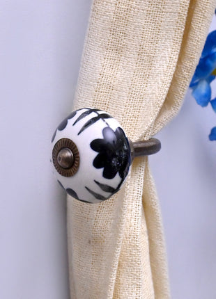Curtain Tie Backs Hook Decorative Wall Hook- Black Design (Set of Two)