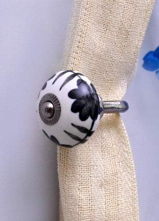 Curtain Tie Backs Hook Decorative Wall Hook- Black Design (Set of Two)