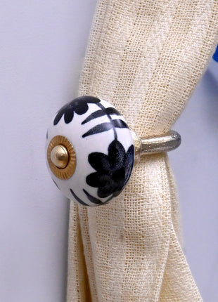 Curtain Tie Backs Hook Decorative Wall Hook- Black Design (Set of Two)