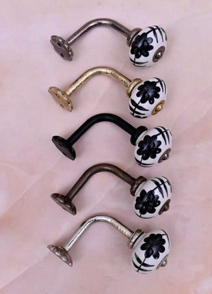 Curtain Tie Backs Hook Decorative Wall Hook- Black Design (Set of Two)