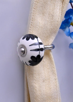 Curtain Tie Backs Hook Decorative Wall Hook- Black Design (Set of Two)