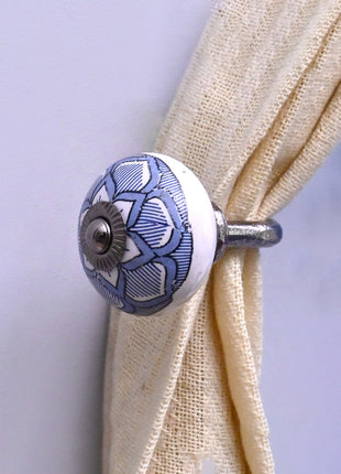 Curtain Tie Backs Hook Decorative Wall Hook- Blue Design (Set of Two)