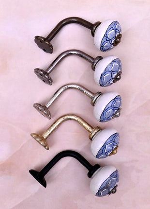 Curtain Tie Backs Hook Decorative Wall Hook- Blue Design (Set of Two)