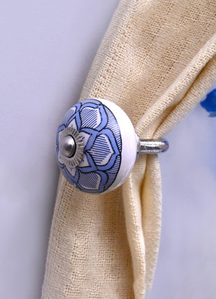 Curtain Tie Backs Hook Decorative Wall Hook- Blue Design (Set of Two)