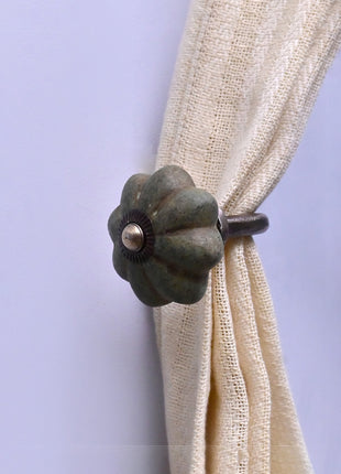 Curtain Tie Backs Hook Decorative Wall Hook- Olive Green Rustic (Set of Two)