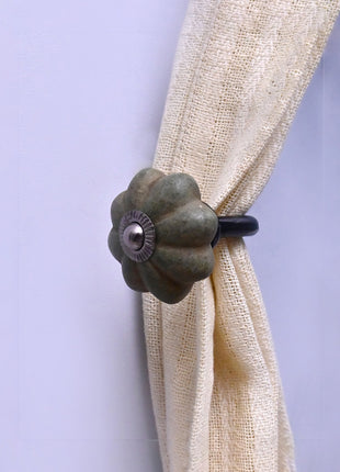 Curtain Tie Backs Hook Decorative Wall Hook- Olive Green Rustic (Set of Two)
