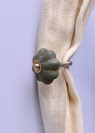 Curtain Tie Backs Hook Decorative Wall Hook- Olive Green Rustic (Set of Two)
