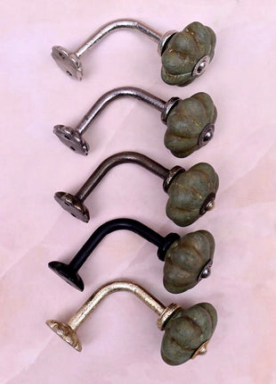 Curtain Tie Backs Hook Decorative Wall Hook- Olive Green Rustic (Set of Two)