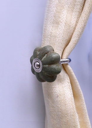 Curtain Tie Backs Hook Decorative Wall Hook- Olive Green Rustic (Set of Two)