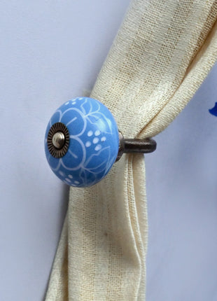 Curtain Tie Backs Hook Decorative Wall Hook- Turquoise (Set of Two)