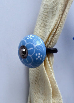 Curtain Tie Backs Hook Decorative Wall Hook- Turquoise (Set of Two)