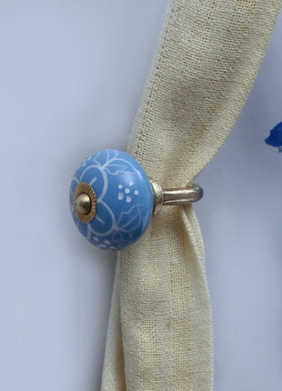 Curtain Tie Backs Hook Decorative Wall Hook- Turquoise (Set of Two)